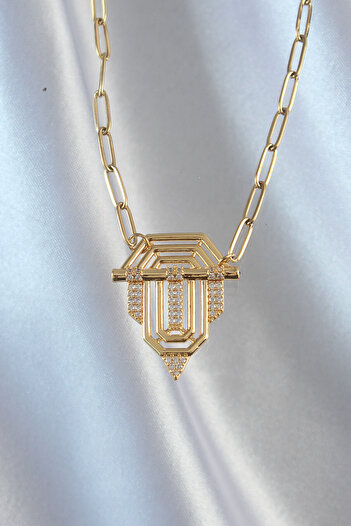 HDRNstore Hu53D 316L Steel Chain Gold Color Zircon Stone Serenay Robotrend Pendant