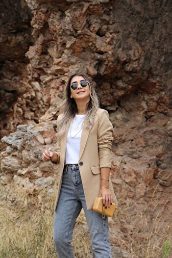 bytugcekaya Sand Wool Effect Blazer