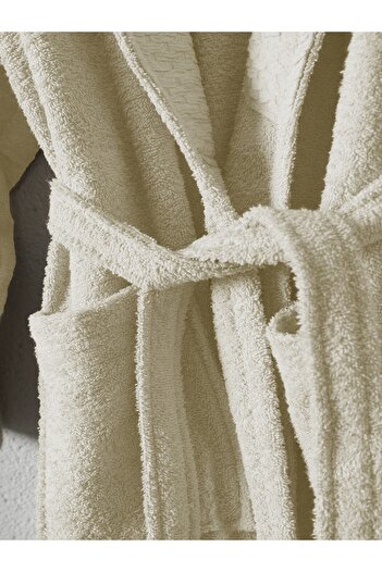 FAVORA Tuwa Unisex Cotton XL Size Single Bathrobe Set - Ecru