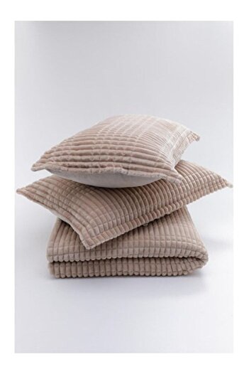 Merinos Modern Line Double 3-Piece Blanket Set - Mocha