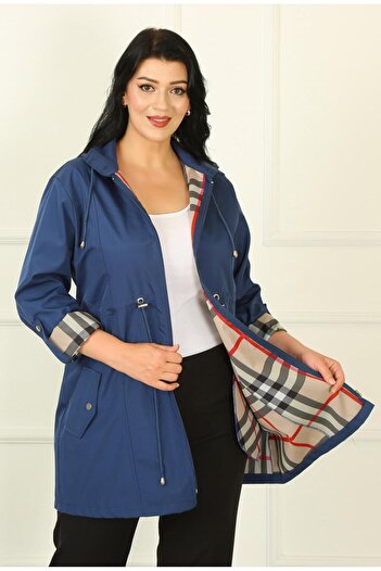 By Alba Collection Тренчкот великого розміру Indigo в клітинку - Жіночий