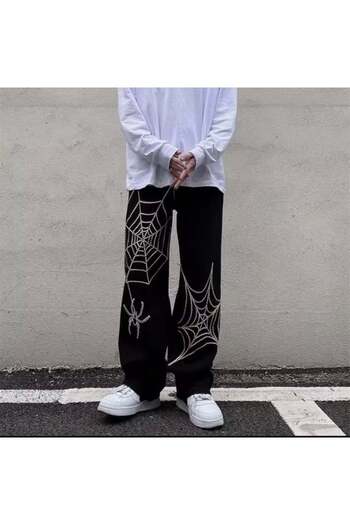 Toum Enya Jewelry Spider Detail Streetwear Baggy Pants