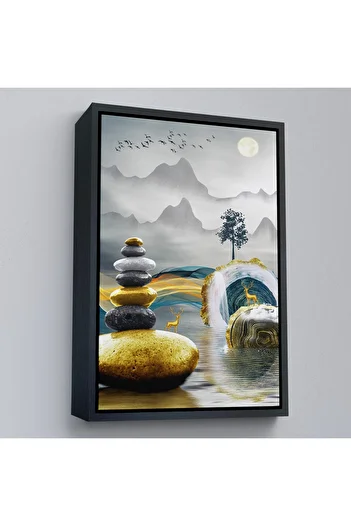 indispensablely Framed Gold Detailed Abstract Balance Painting-7694