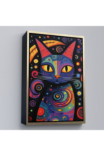 indispensablely Framed Pablo Picasso Style - Abstract Colorful Cat Painting-7542