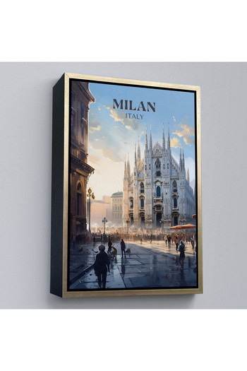 indispensablely Painting of Milan Italy with Frame-7693
