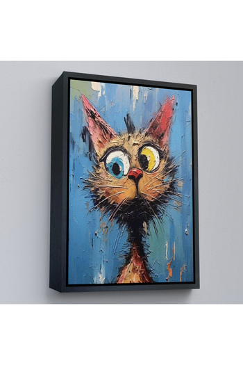 indispensablely Framed Cute Cat Painting-7852