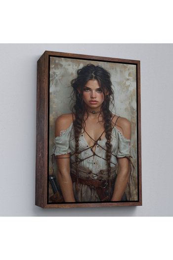 indispensablely Framed Spanish Beautiful Woman Painting-7757