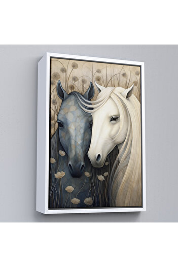 indispensablely Framed Horse Pair Painting-7549