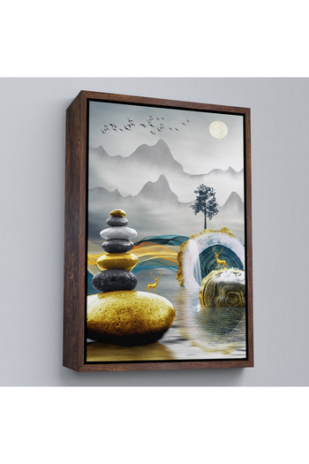 indispensablely Framed Gold Detailed Abstract Balance Painting-7694