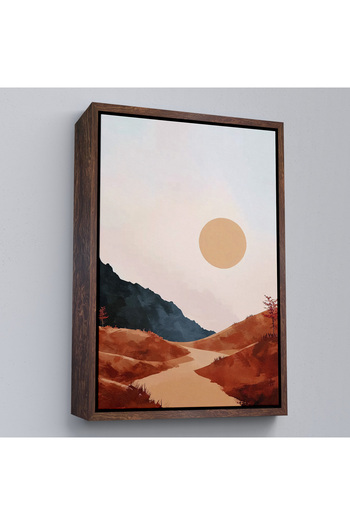 indispensablely Painting Sun Landscape between Mountains with Frame-7594