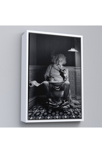 indispensablely Framed Albert Einstein - Albert Smoking a Pipe in the Toilet Painting-7746