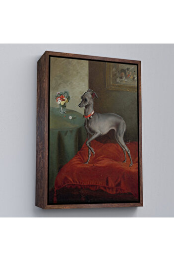 indispensablely An Italian Greyhound on a Red Pillow with Frame Tablo-8061