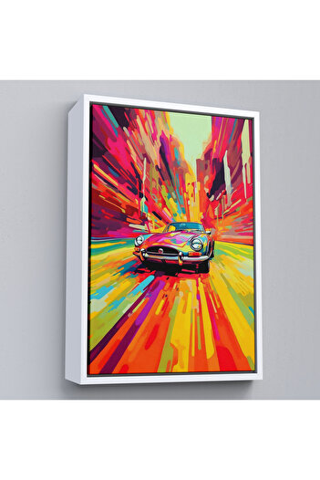 indispensablely Framed Colorful Classic Car Painting-7857