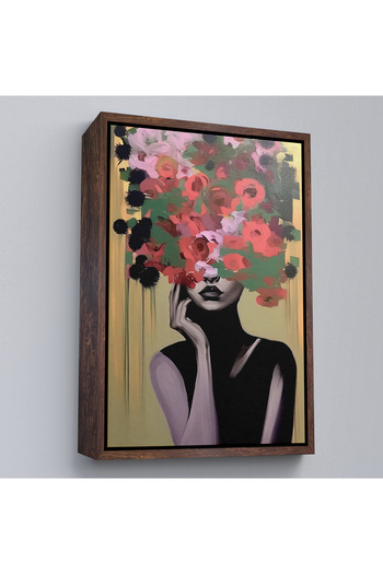 indispensablely Framed Flower Head Abstract Woman Painting-7830