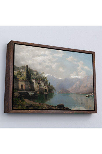 N NOXXO Pictură cu cadru din lemn Robert Schultze' Tablo Komo Gölü - Bellagio By Lake Como-7018