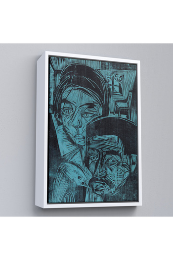 N NOXXO Wood Framed Ernst Ludwig Kirchner - Painting of a Peasant Couple in a Hut-8078