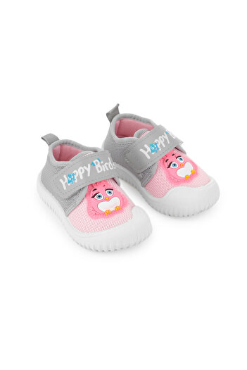 GEZER Yazlık Keten Kız Bebe Happy Birds Cırtlı Ayarlanabilir Ayakkabı