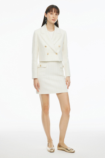 Perspective Adelios Ecru Mini Size Regular Fit Skirt