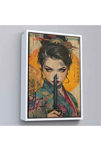 indispensablely Framed Warrior Japanese Woman Painting-7767