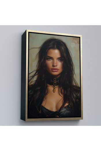 indispensablely Painting of a Woman with a Frame Brunette Latin Beauty-7779