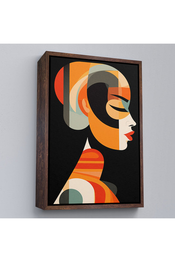 TAKI DERYASI Vintage Beautiful Woman Painting with Wooden Frame-7551