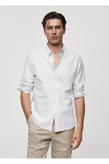 MANGO Man 100% cotton kodak striped shirt