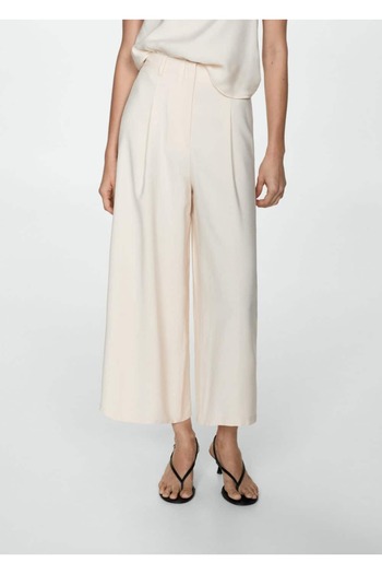 MANGO Woman Elastic waistband wideleg pants