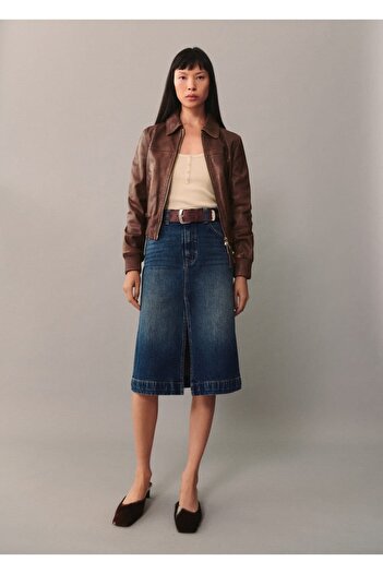 MANGO Woman Fusta midi din denim