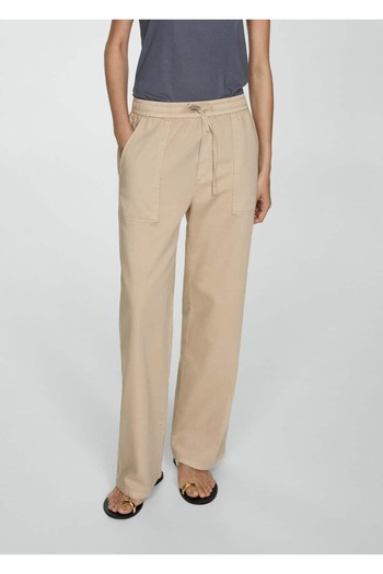 MANGO Woman Elastic Waist Cotton Trousers