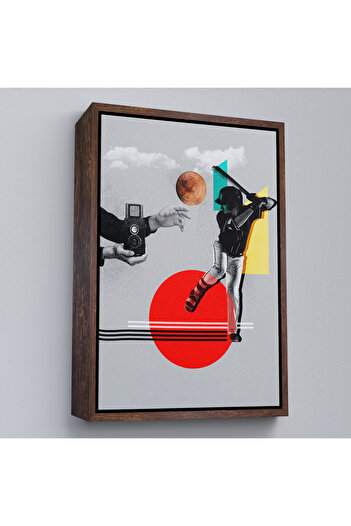 indispensablely Retro Hands Holding Baseball Sportsman and Camera Painting with Frame-7917
