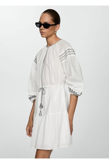 MANGO Woman Embroidery Detailed Cotton Dress