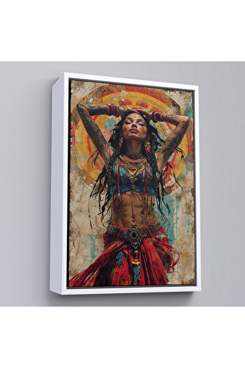 indispensablely Framed Surreal Tattooed Hippie Woman Painting-7711