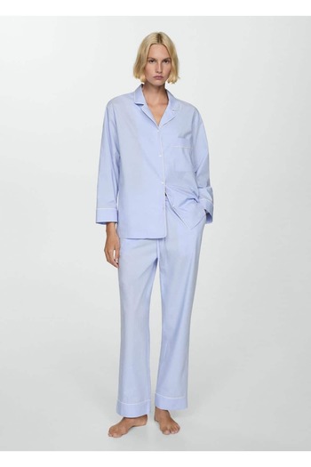MANGO Woman Cămașă de pijama cu detalii contrastante