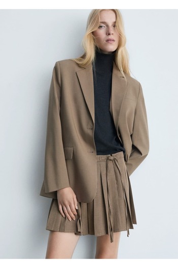 MANGO Woman Fusta mini plisată - cu model picioare de gâscă