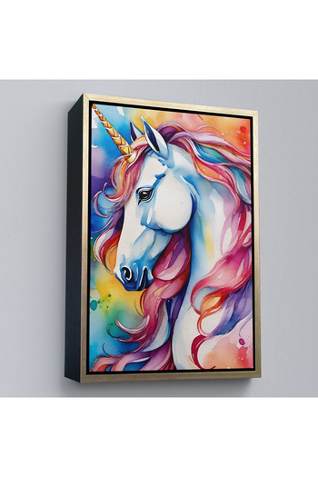 indispensablely Cute Colorful Unicorn Painting with Frame-7919