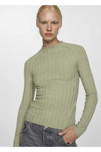 MANGO Woman High Collar Ribbed Sweater