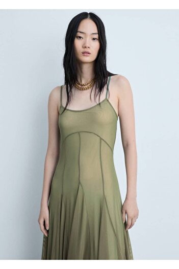 MANGO Woman Asymmetrical Stitched Tulle Dress