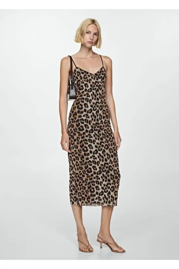 MANGO Woman Leopard Print Midi Dress