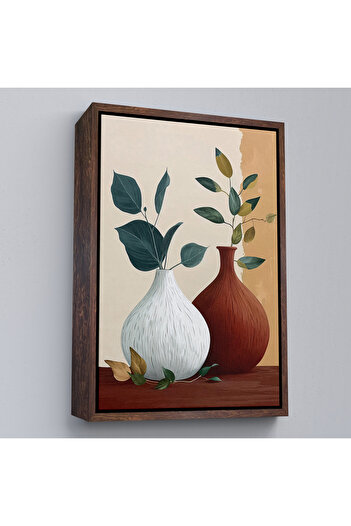 indispensablely Leaves in the Framed Vases Painting-7556