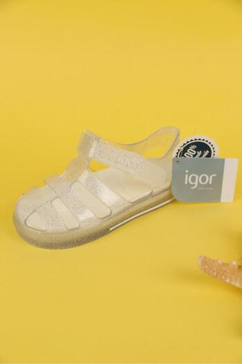 IGOR Size 19-25 Girl's Transparent Color Igor Star Glitter Sandals