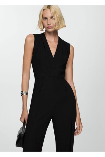MANGO Woman Long Jumpsuit - Cross Detailed