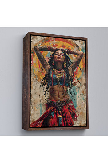 indispensablely Framed Surreal Tattooed Hippie Woman Painting-7711