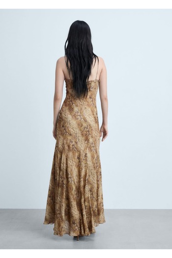 MANGO Woman Hayvan Desenli Şifon Elbise