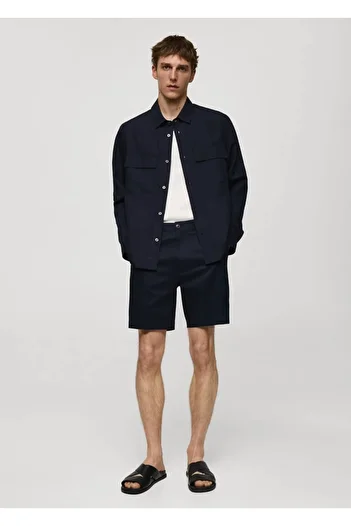 MANGO Man Slim Cut Cotton Bermuda Shorts