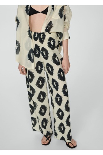 MANGO Woman Patterned Wideleg Pants