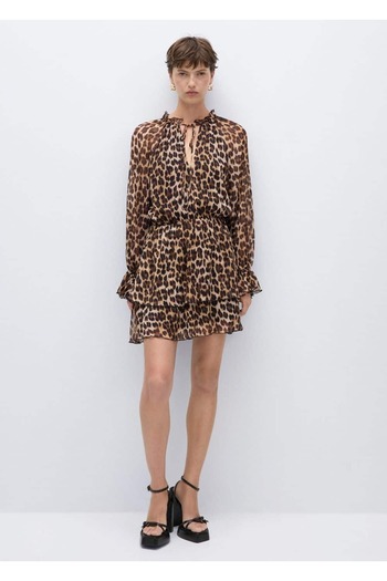 MANGO Woman Φόρεμα σε γραμμή Α με Leopard Print - Κομψό και άνετο