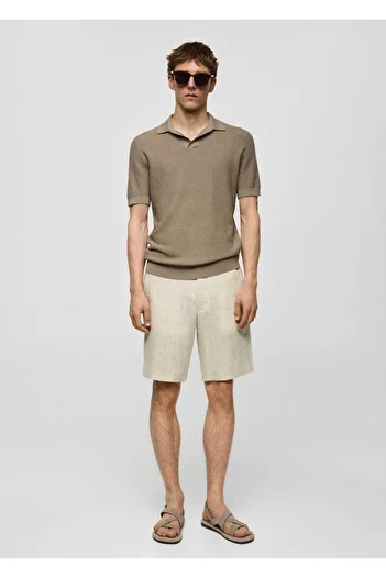 MANGO Man Slim Fit 100% lněné bermudy