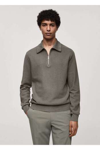 MANGO Man Zippered Turtleneck Molded Sweater