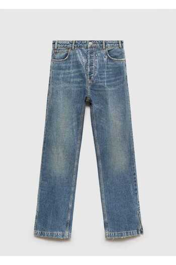 MANGO Woman Yırtmaçlı Pullu Jean Pantolon