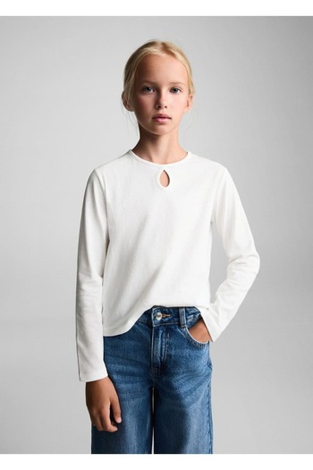 MANGO Kids Μακρυμάνικο βαμβακερό μπλουζάκι